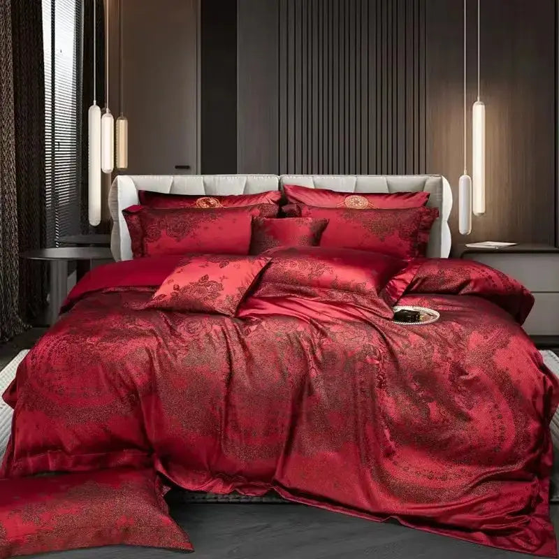 Burgundy Jacquard Cotton Set