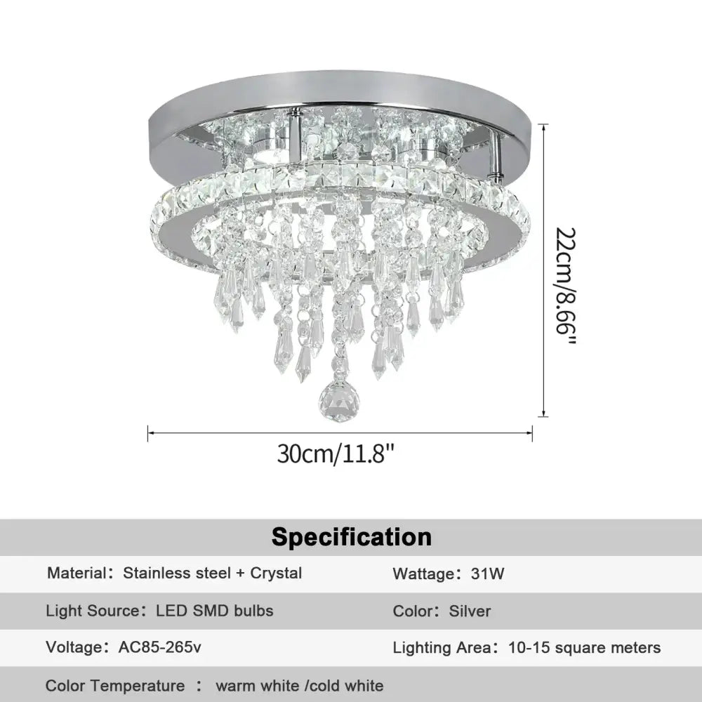 Chrome Crystal LED Chandelier Remote-Dimming