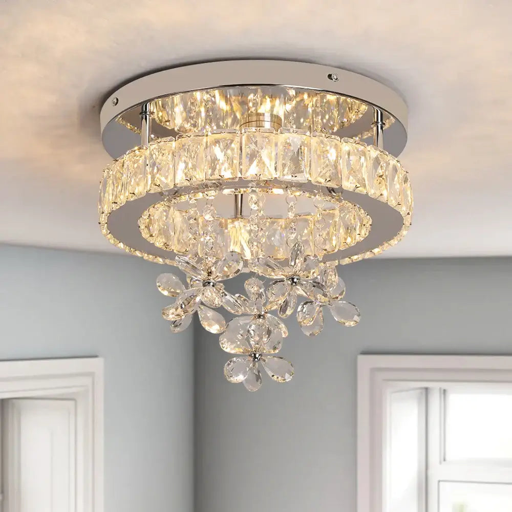 Crystal Chrome Ceiling Chandelier