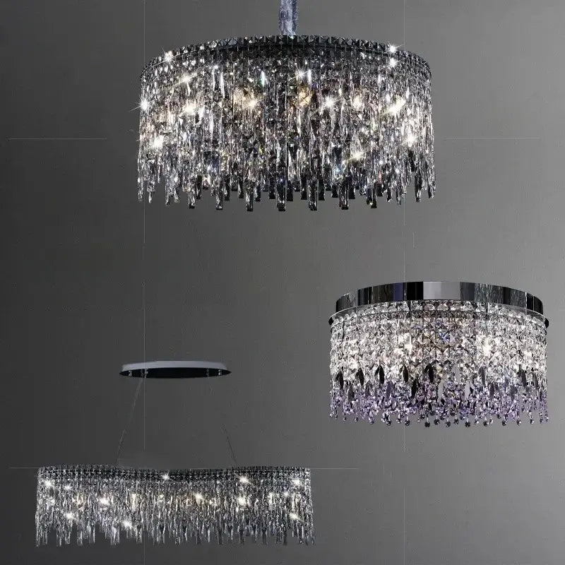 Purple Crystal Chrome Chandelier