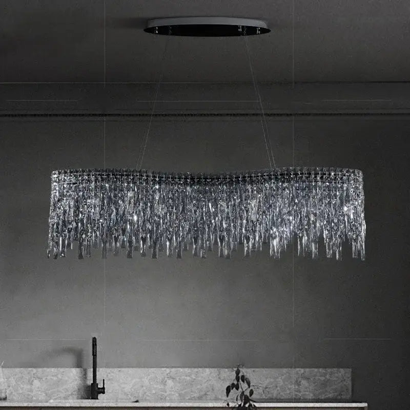 Purple Crystal Chrome Chandelier