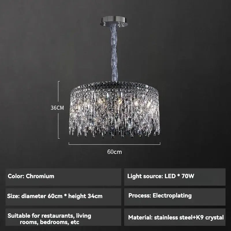 Purple Crystal Chrome Chandelier