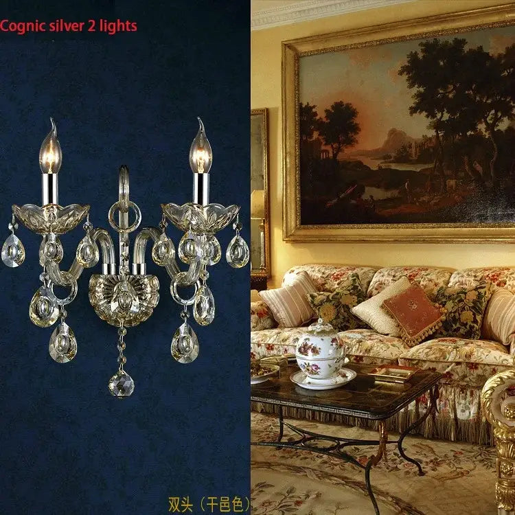 Cognac Silver Crystal Sconce