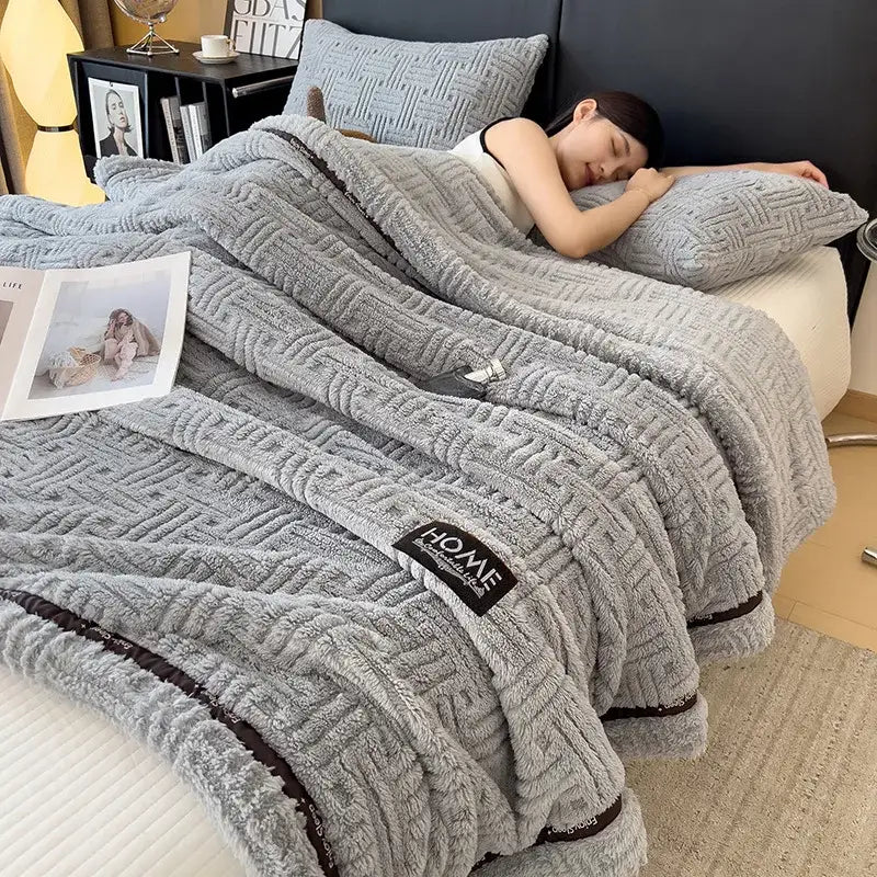 Gray Fleece Winter Blanket