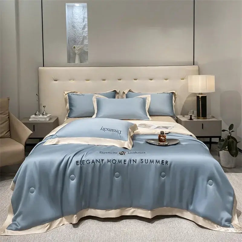 Black Ice Silk Quilt Set