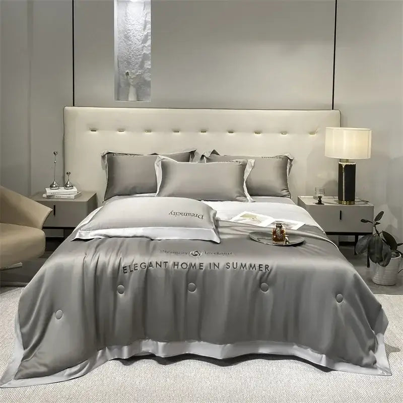 Black Ice Silk Quilt Set