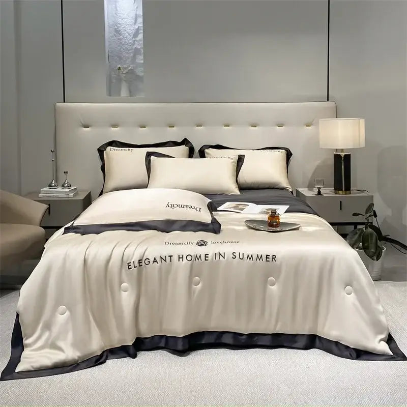Black Ice Silk Quilt Set