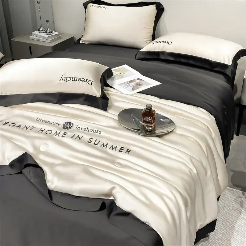 Black Ice Silk Quilt Set