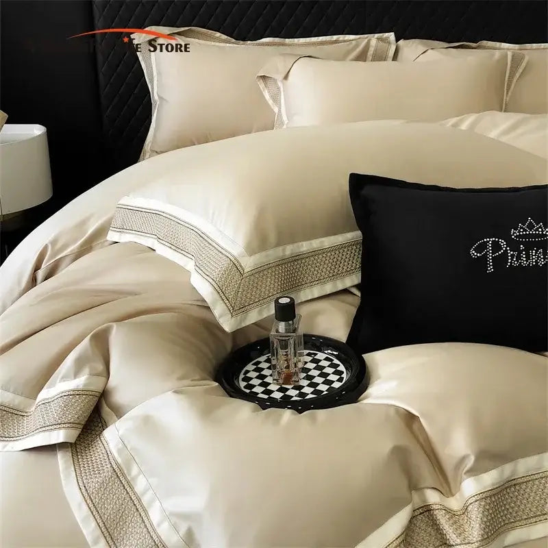 Cream Gold Embroidery Bedding
