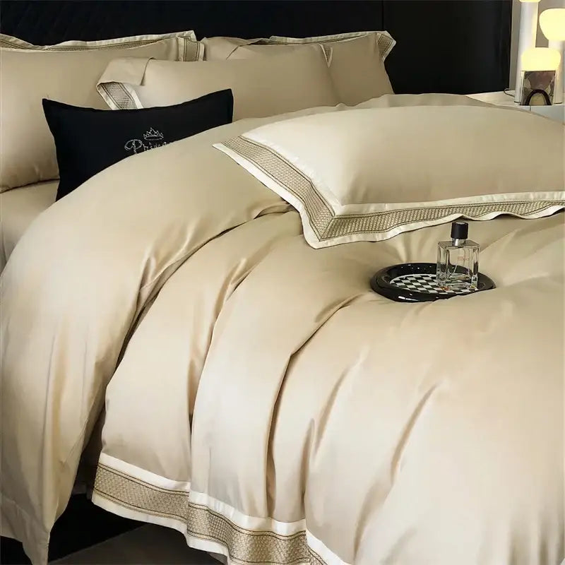 Cream Gold Embroidery Bedding