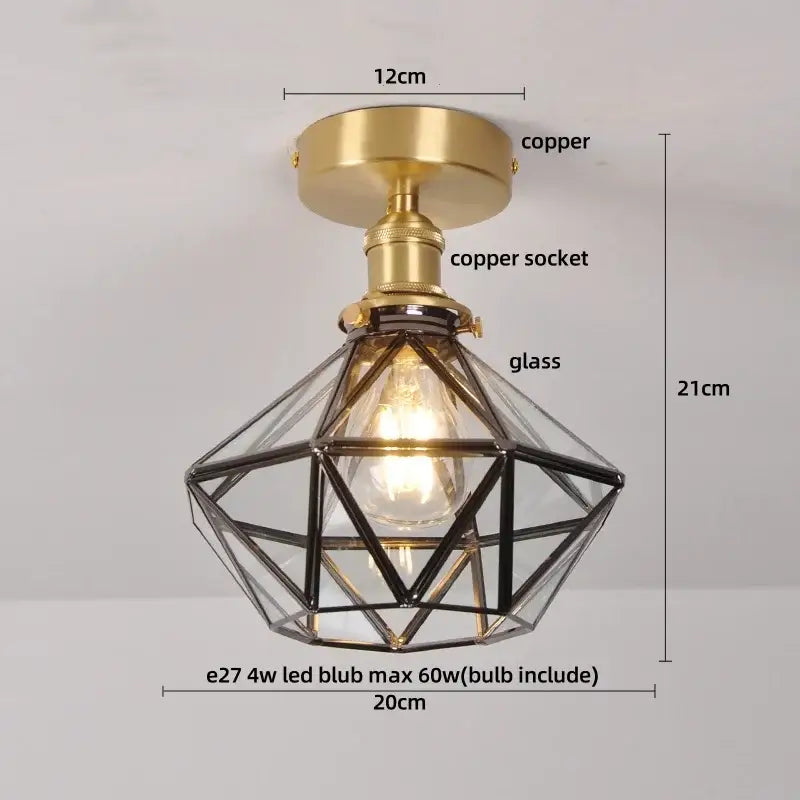 Crystal Brass Ceiling Lamp
