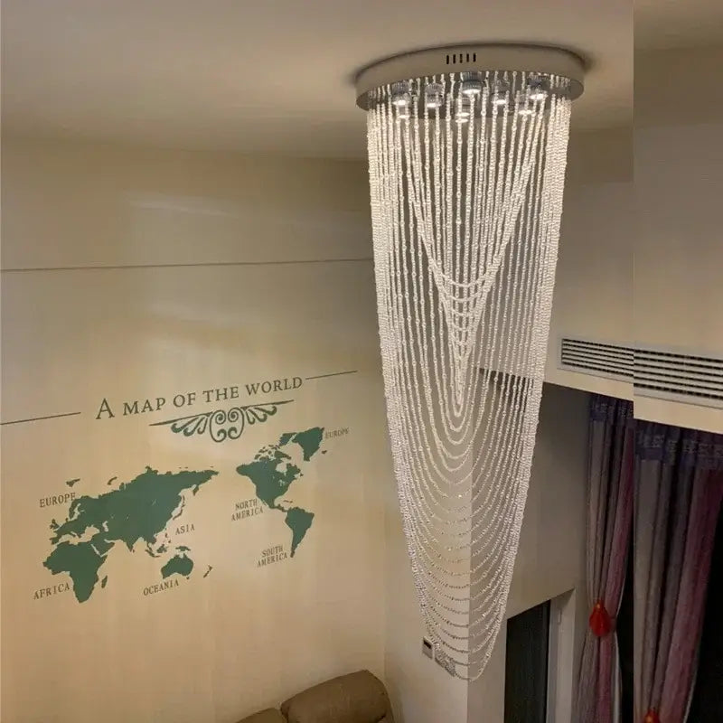 Crystal Tassel Stair Chandelier