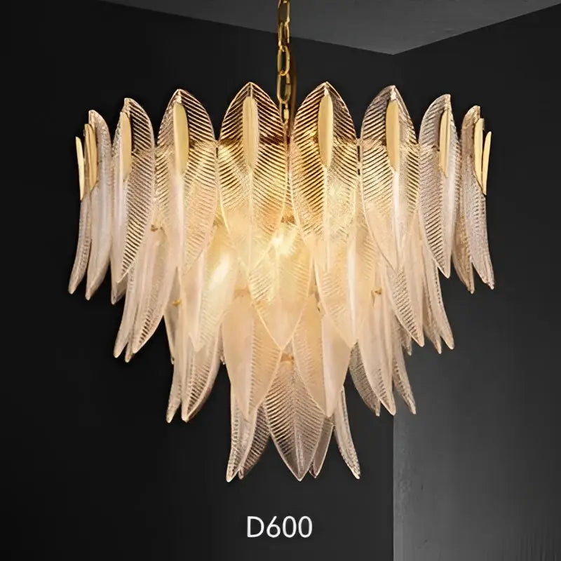 Glass Leaf Gold Chandelier
