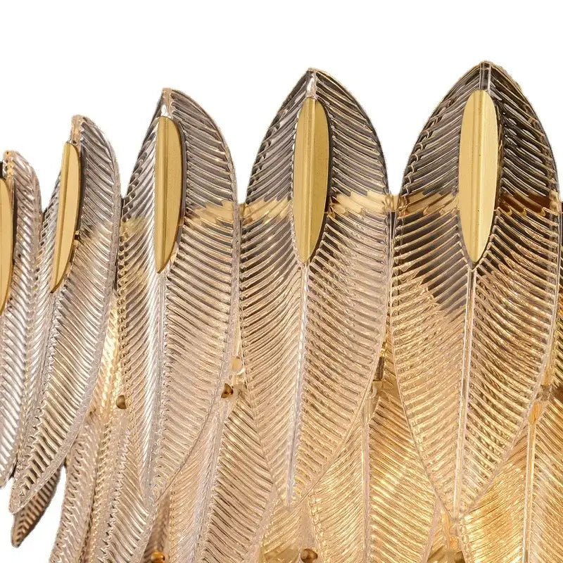 Glass Leaf Gold Chandelier