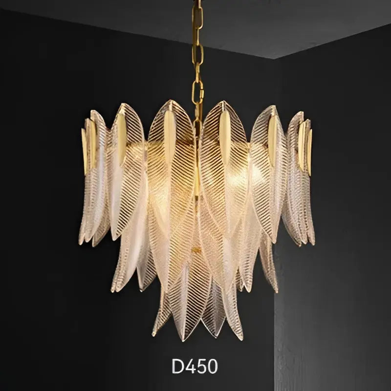 Glass Leaf Gold Chandelier