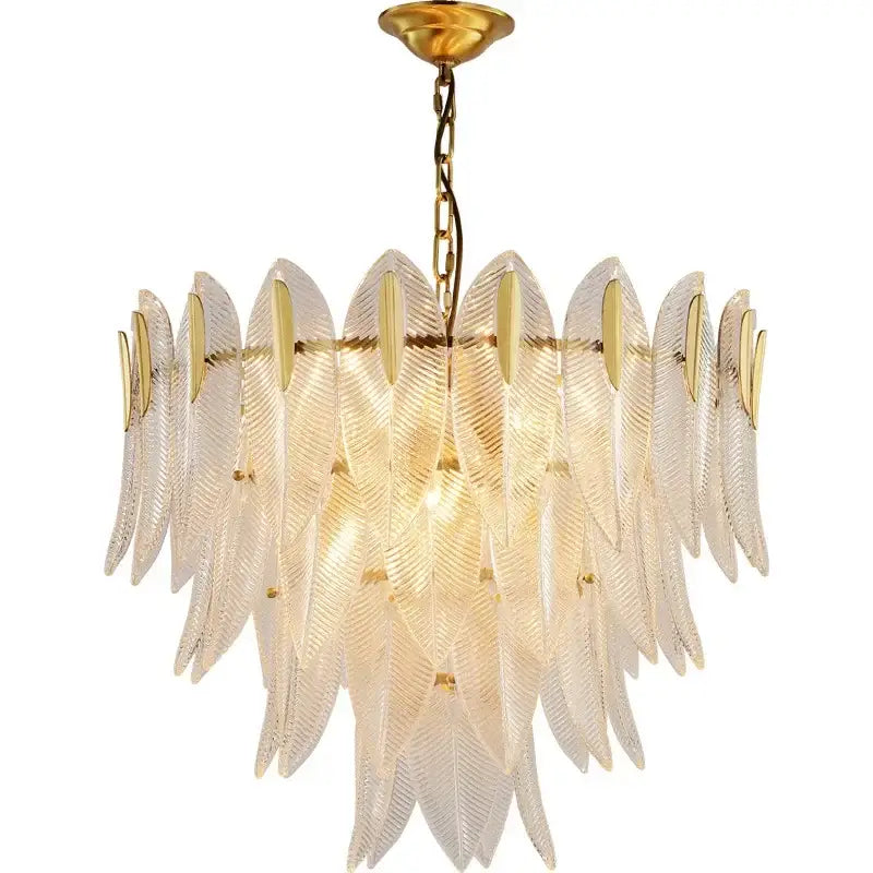 Glass Leaf Gold Chandelier