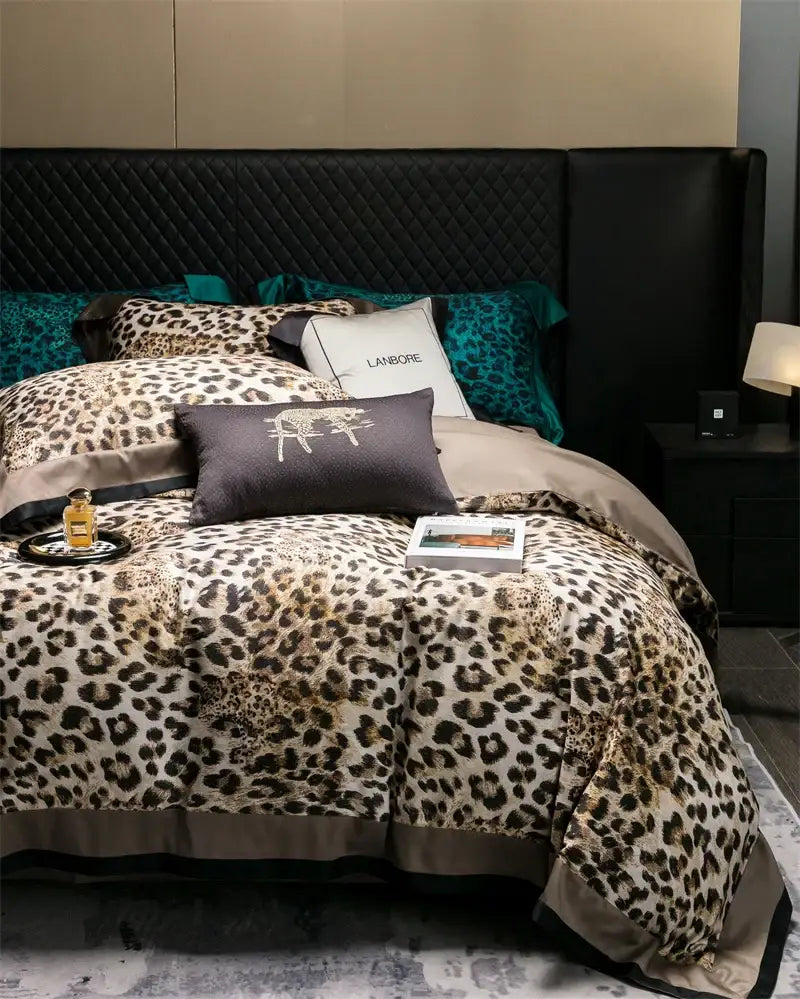 Beige Leopard Cotton Bedding