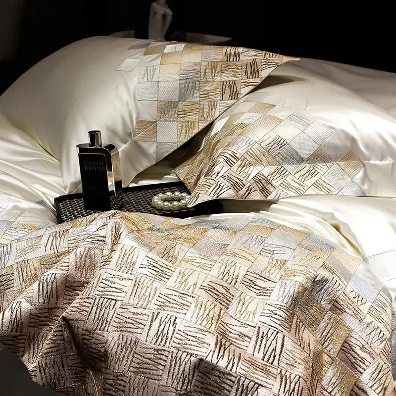 Grey Embroidery Cotton Bedding