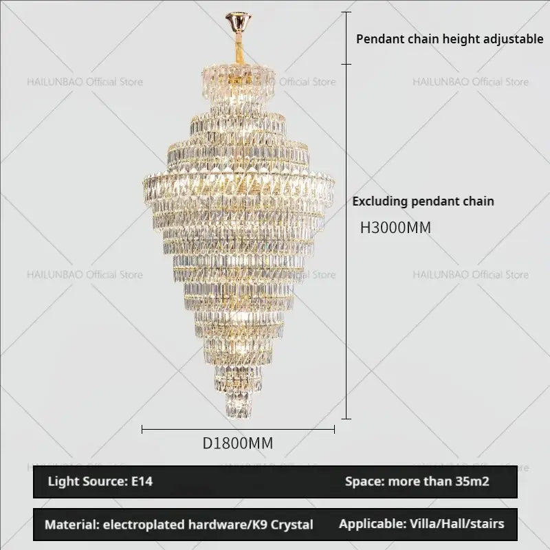 Clear Crystal Staircase Chandelier