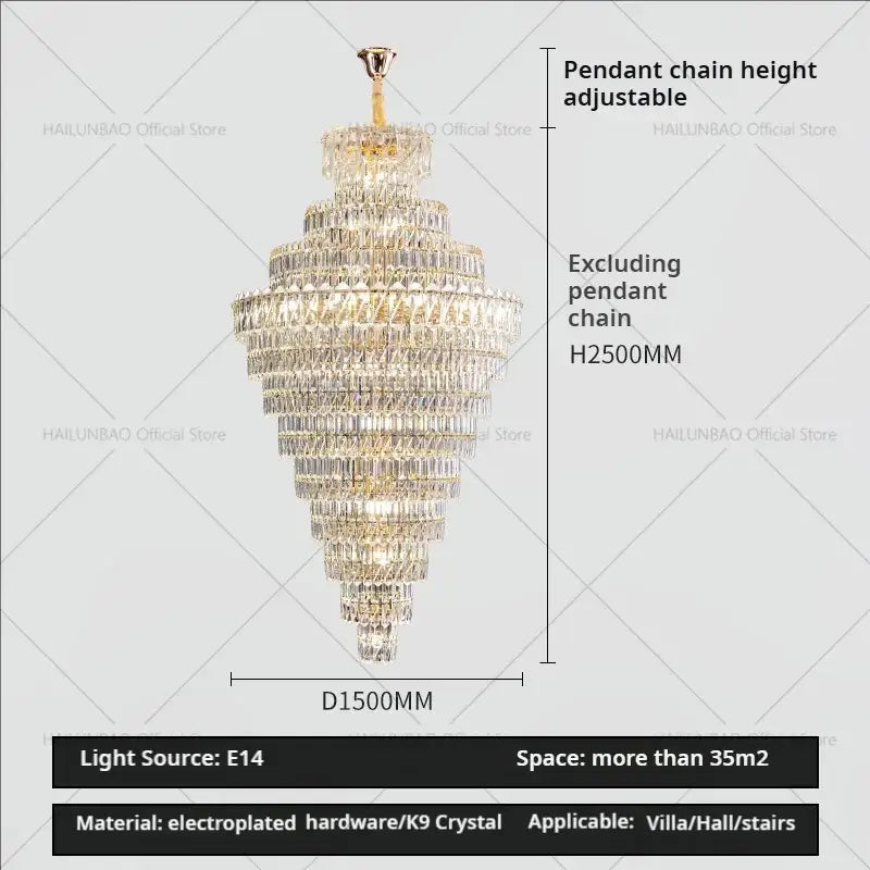 Clear Crystal Staircase Chandelier