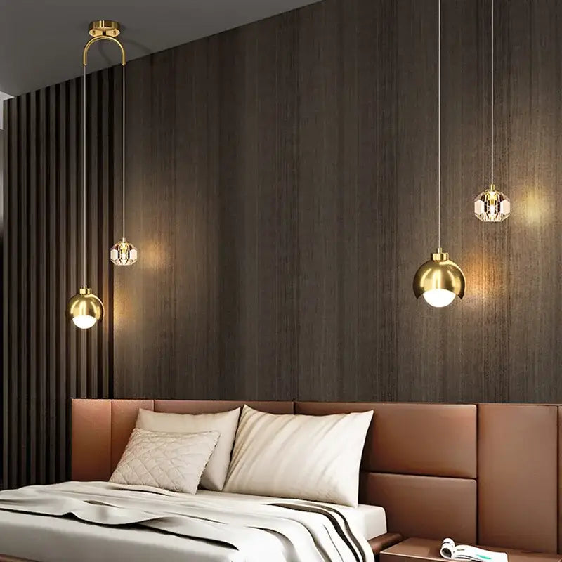 Gold Glass Ball Adjustable Pendant Light