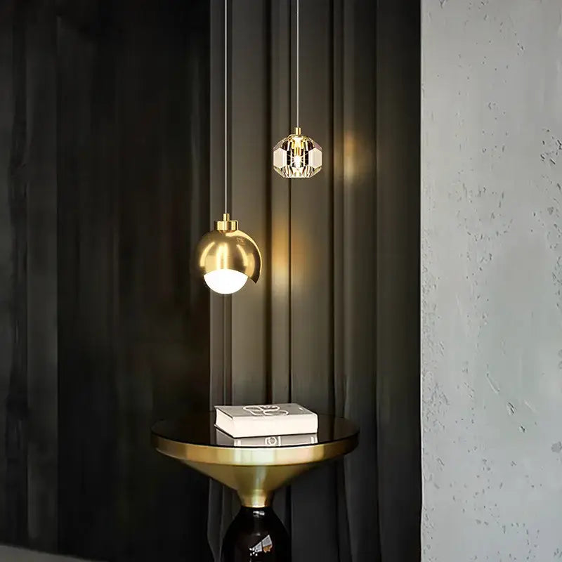 Gold Glass Ball Adjustable Pendant Light