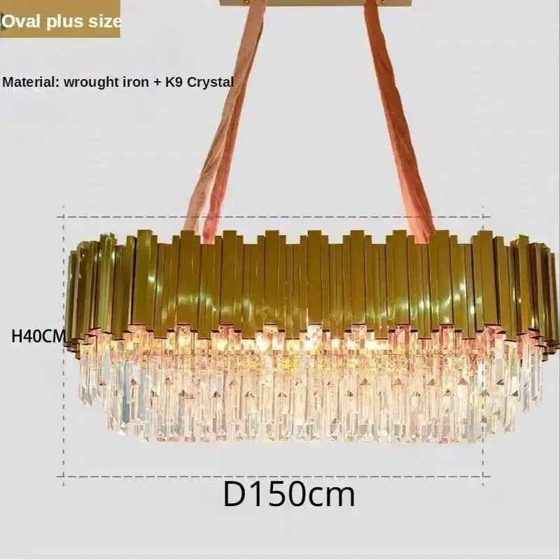 Gold Crystal LED Ceiling Chandelier Double Layer