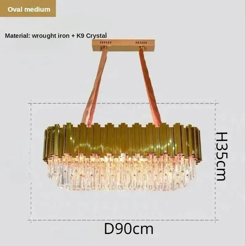 Gold Crystal LED Ceiling Chandelier Double Layer