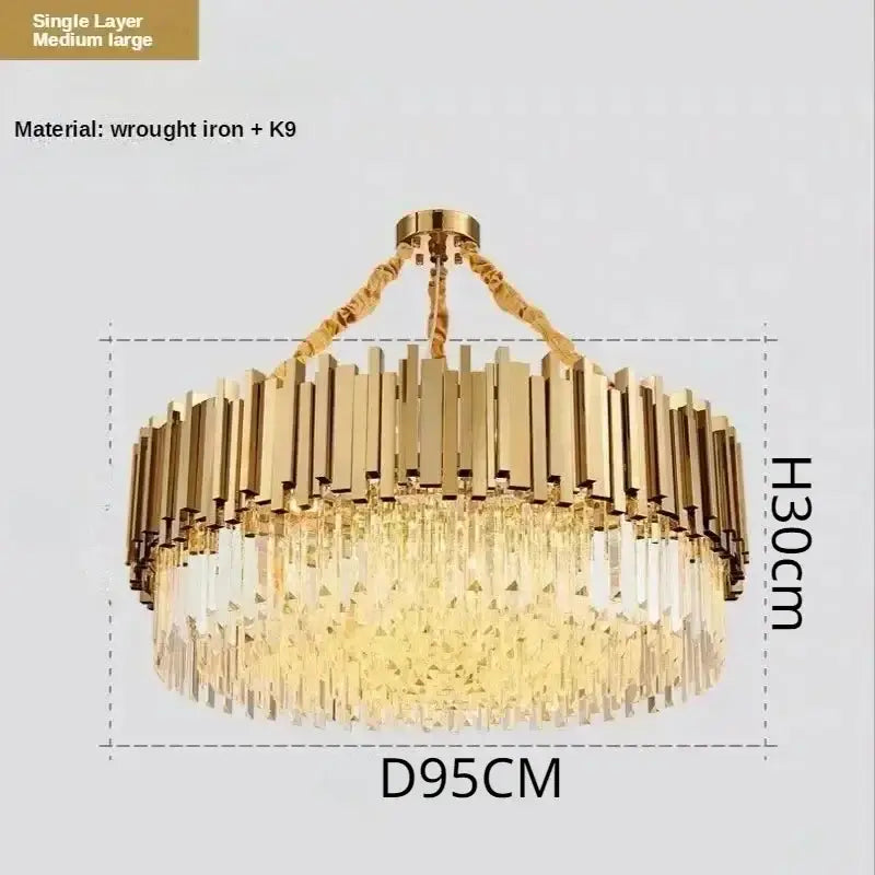 Gold Crystal LED Ceiling Chandelier Double Layer