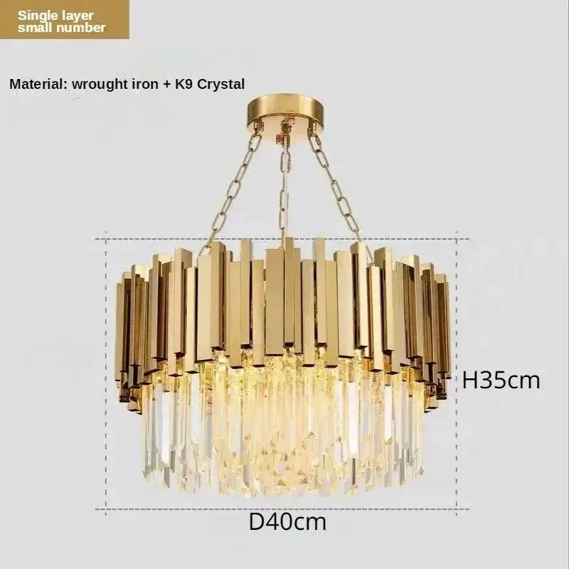 Gold Crystal LED Ceiling Chandelier Double Layer