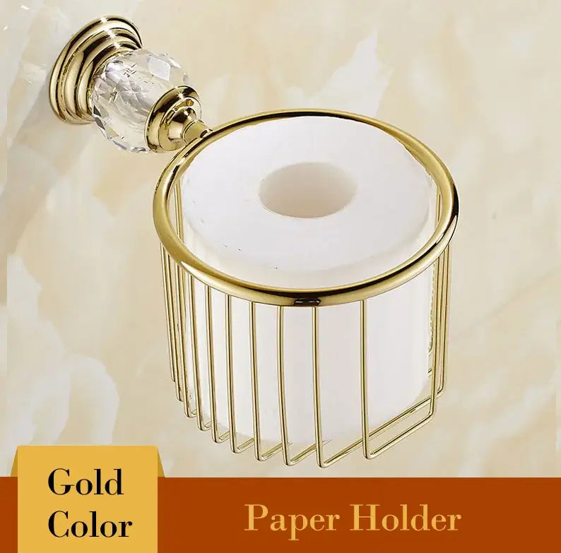 Gold Crystal Bathroom Set