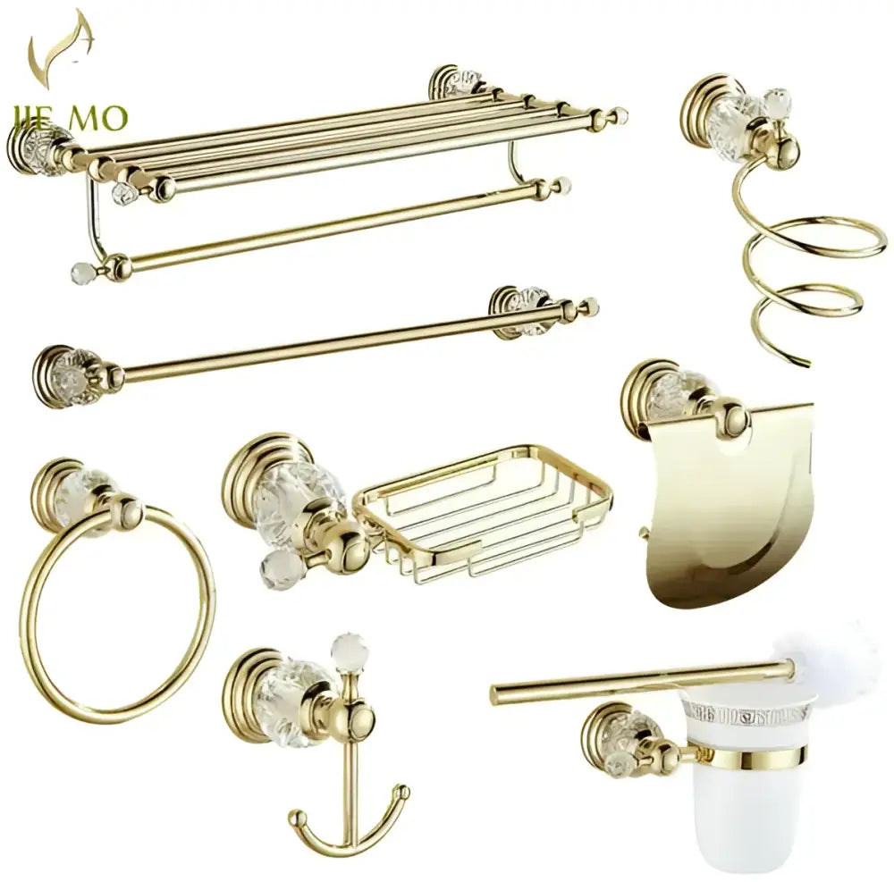 Gold Crystal Bathroom Set