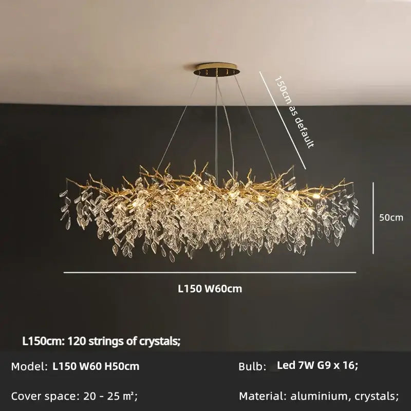 Gold Crystal LED Chandelier with Changeable Light