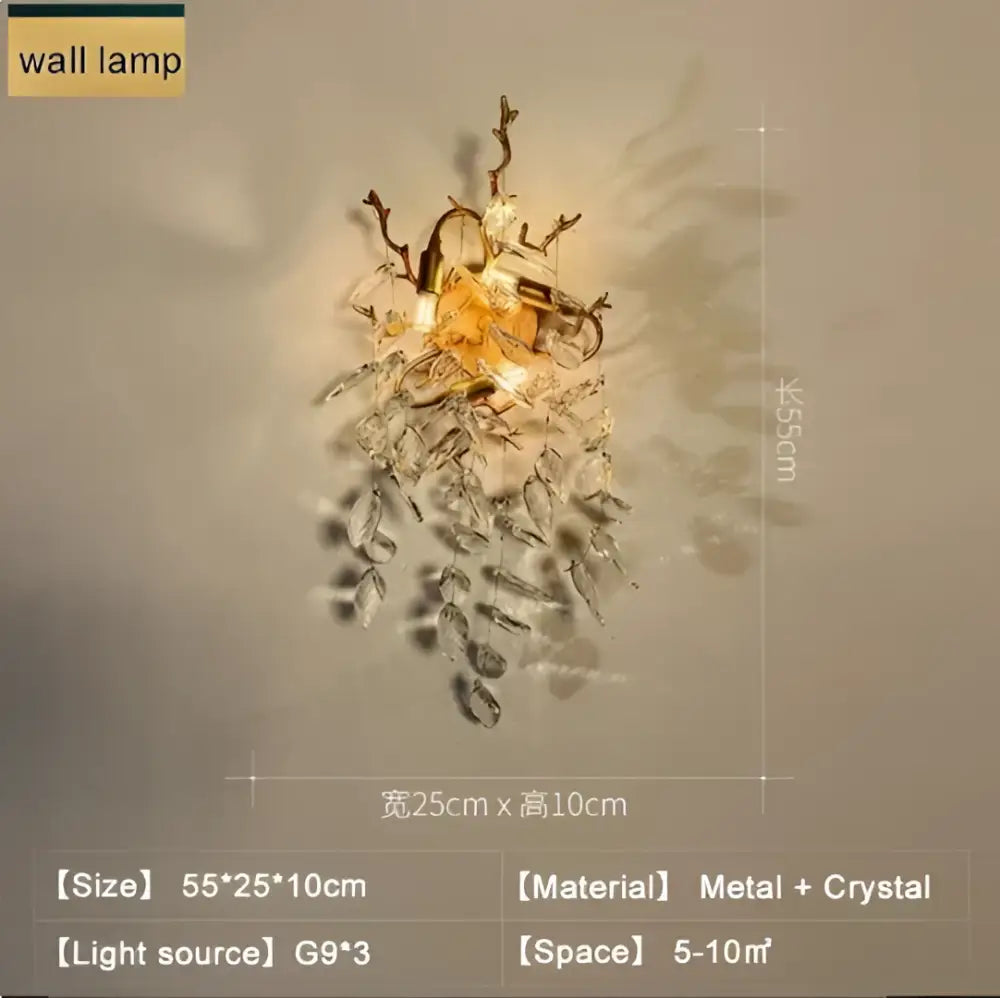 Gold Crystal LED Chandelier with Changeable Light