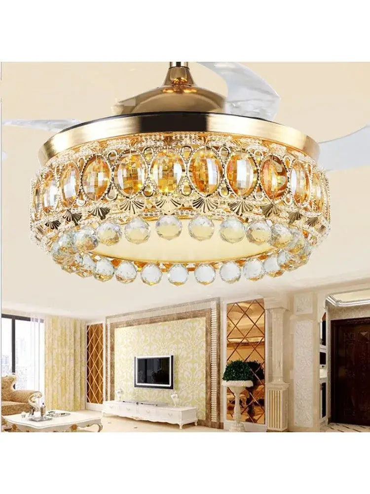 Gold Crystal Remote Ceiling Fan
