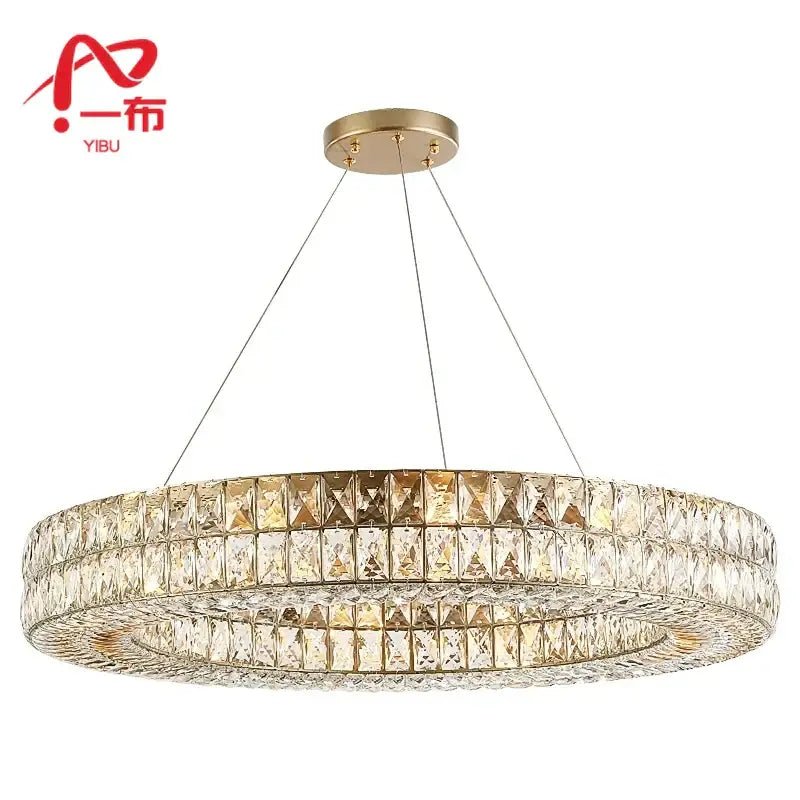 Gold Crystal Circle 2-Ring 100cm Chandelier