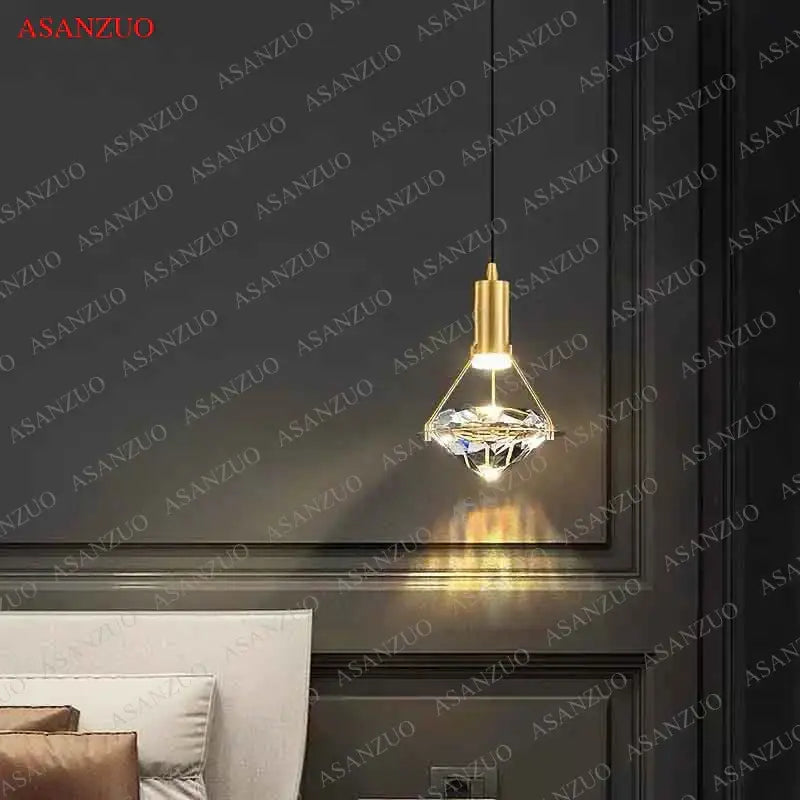 Gold Crystal Diamond Bedroom Sconce