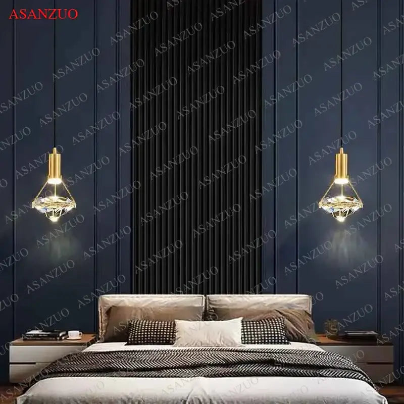 Gold Crystal Diamond Bedroom Sconce