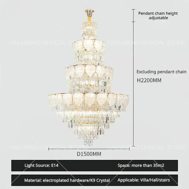 Gold Crystal Villa Chandelier