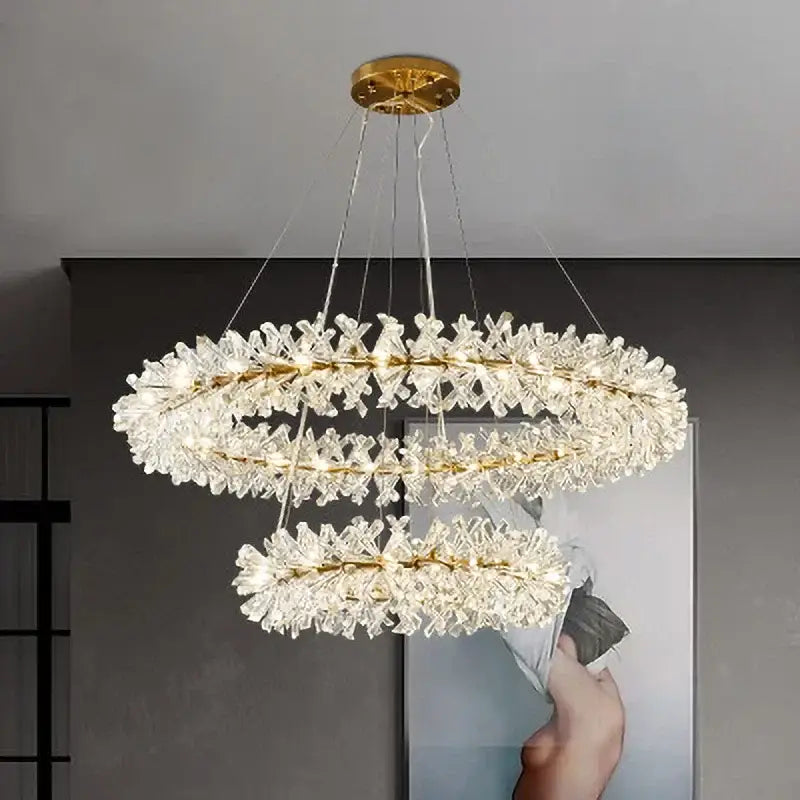 Gold Crystal Flower Chandelier Wall Lamp Option