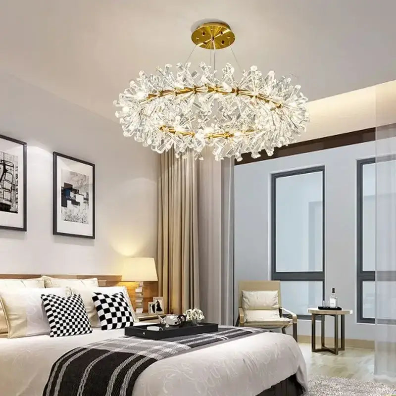 Gold Crystal Flower Chandelier Wall Lamp Option