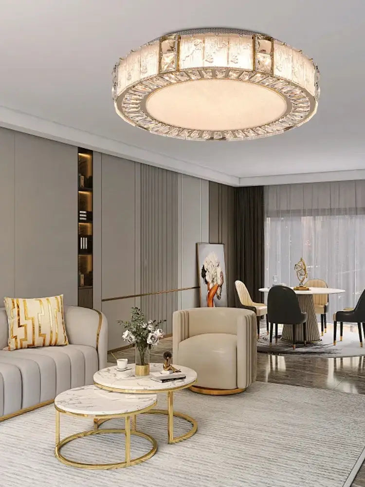 Gold Crystal Stainless Steel Living Room Ceiling Chandelier