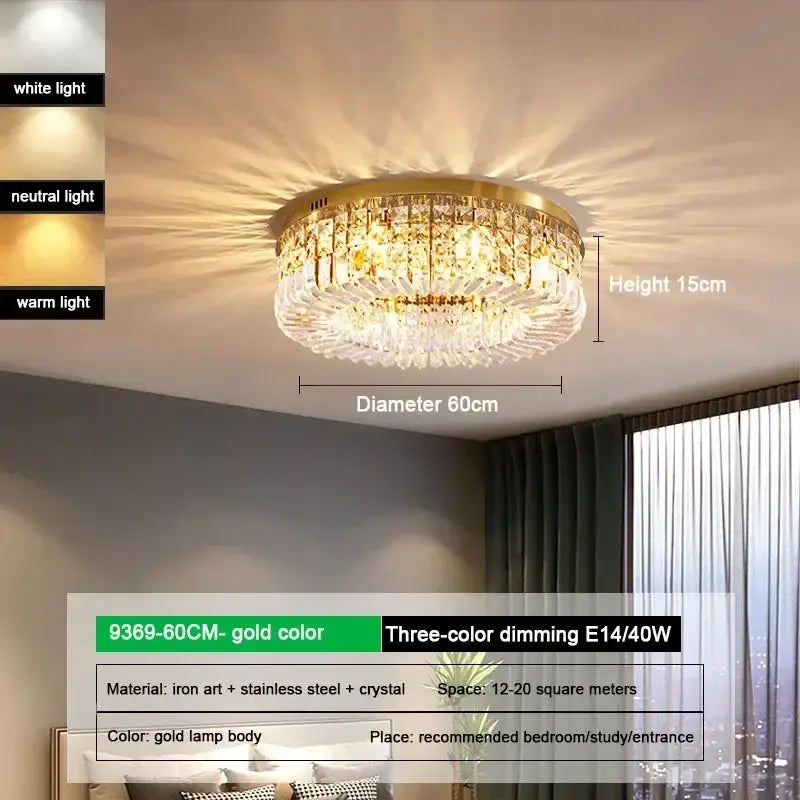 Gold Crystal 15cm Ceiling Light