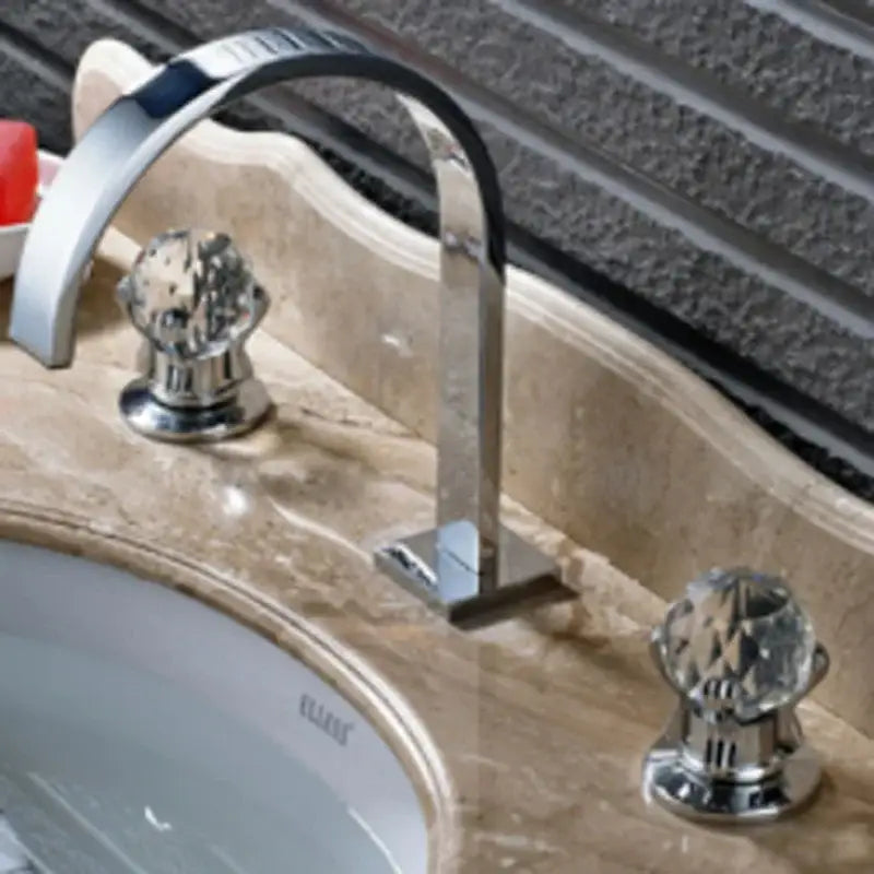 Gold Crystal Basin Faucet Arched Spout Design