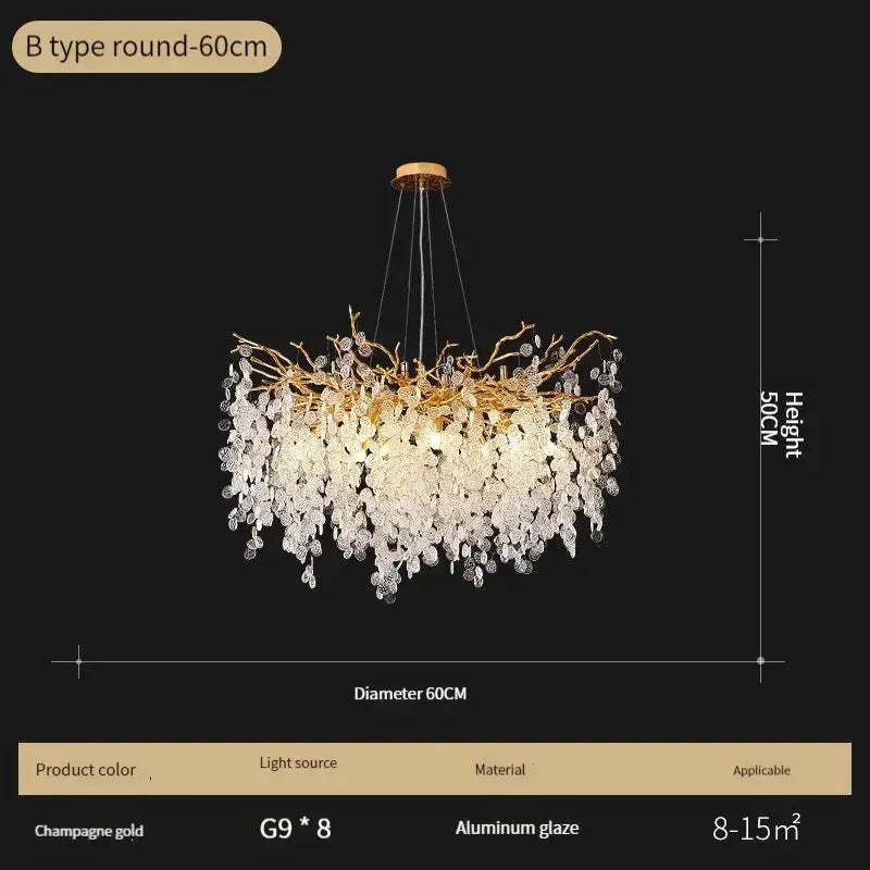 Gold Crystal LED Pendant Light
