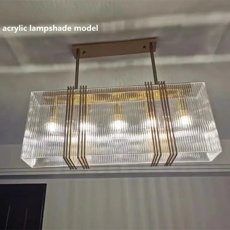Gold Rectangular Crystal Shade Pendant Light