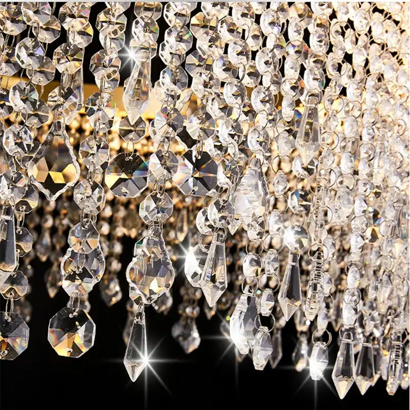 Gold Crystal Pendant Chandelier Water Curtain Effect