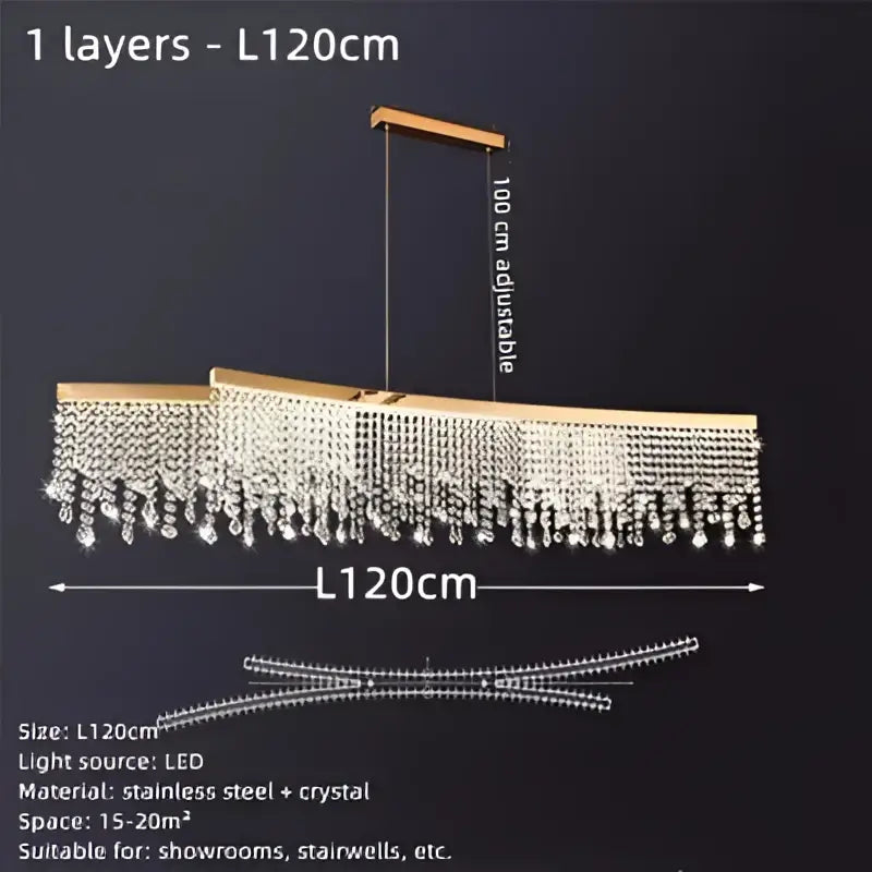 Gold Crystal Pendant Chandelier Water Curtain Effect