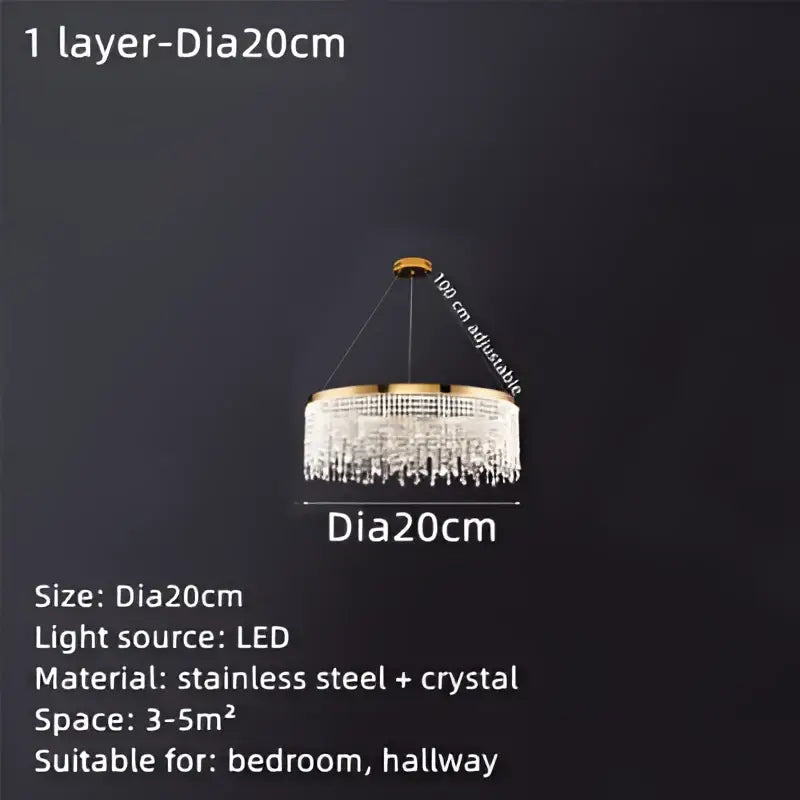 Gold Crystal Pendant Chandelier Water Curtain Effect