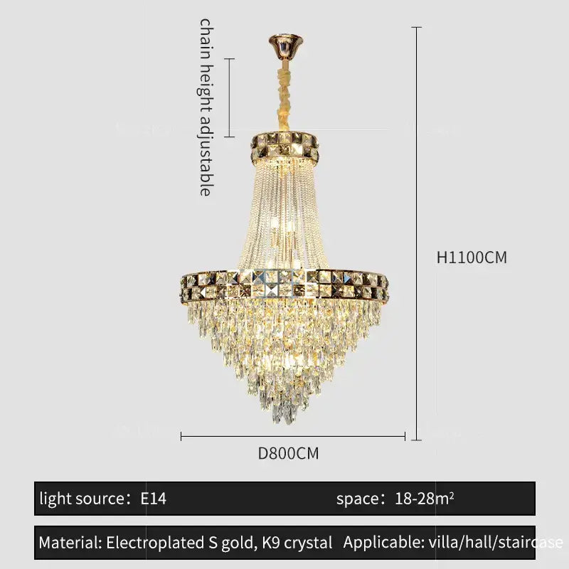 Gold Crystal Chandelier Up To 180cm Tall